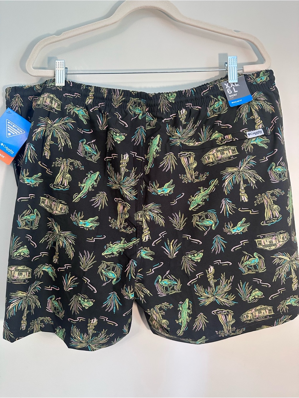 Columbia PFG Mens Rambler Water Shorts 6" Printed Brief Lined Size XXL Alligator